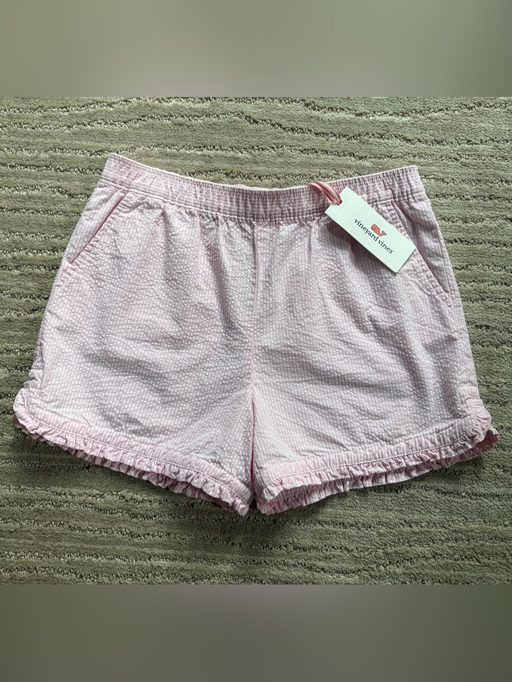 Vineyard Vines Girls Pink & White Seersucker Shorts NWT